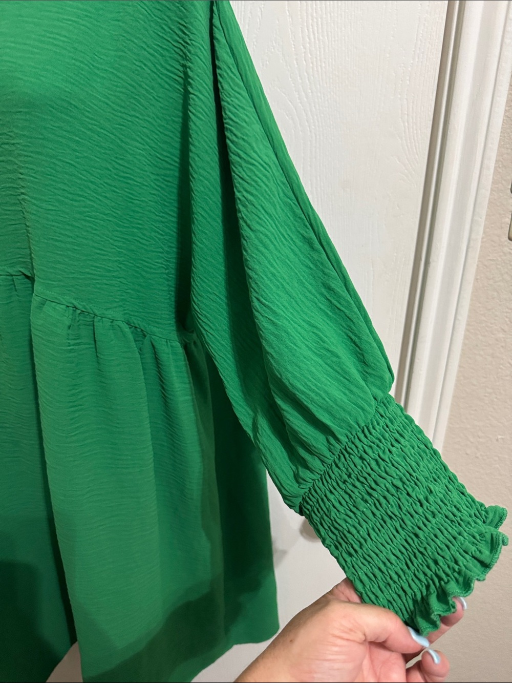 Dokotoo Tunic Dress Flowy Soft Babydoll Empire Waist Crew Neck Smocked Cuff XL - Picture 3 of 10
